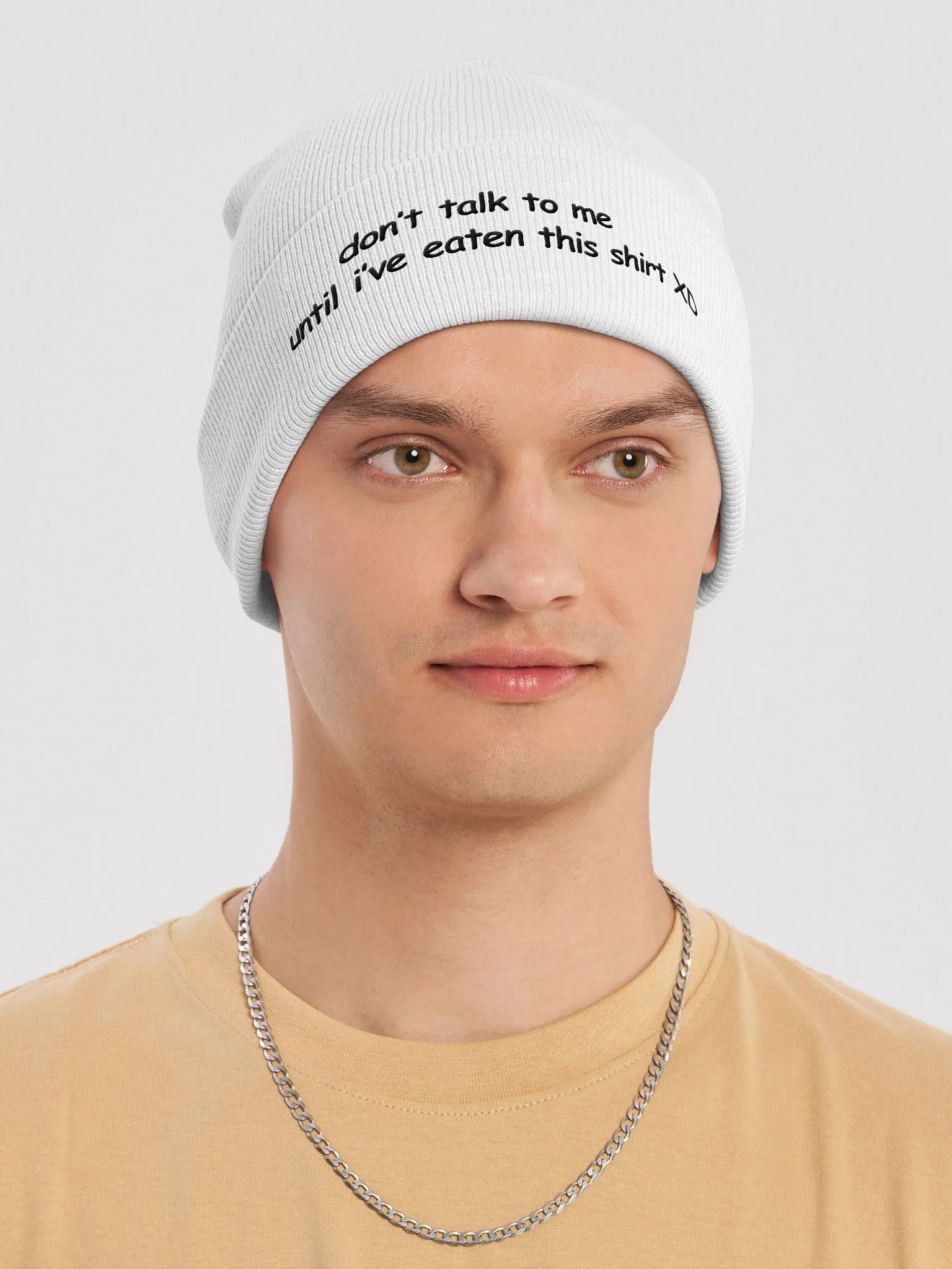 Don't Talk to Me Until I've Eaten This Shirt XD White Otto Beanie product image (6)
