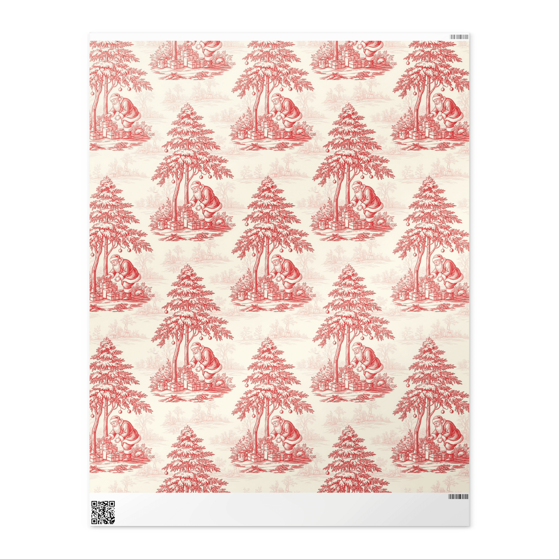 Santa Claus Red Toile Chinoiserie Wrapping Paper product image (1)