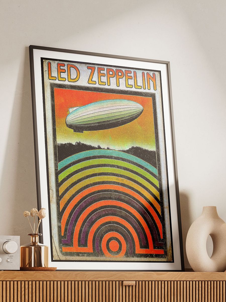 1970s Led Zeppelin Poster | Psychedelic Concert Rock Art Print Memorabilia | Iconic 70s Vintage Music Retro Wall Decor for Rock N Roll Fans product image (8)