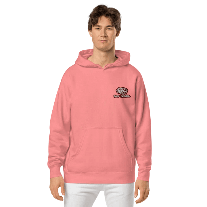 BUSY-BRAINED (L.C. maroon bubble design 2) embroidered pigment hoodie product image (2)