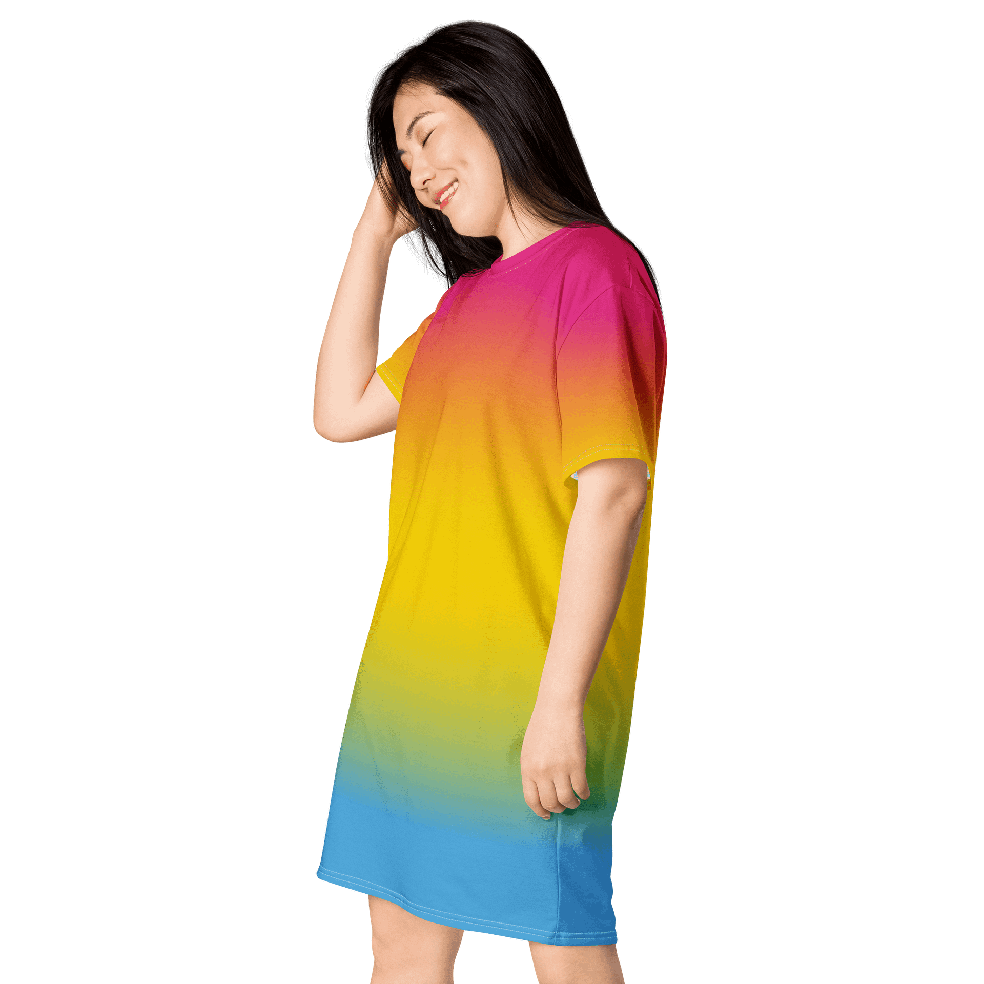 Pansexual Pride Gradient T-shirt Dress product image (3)
