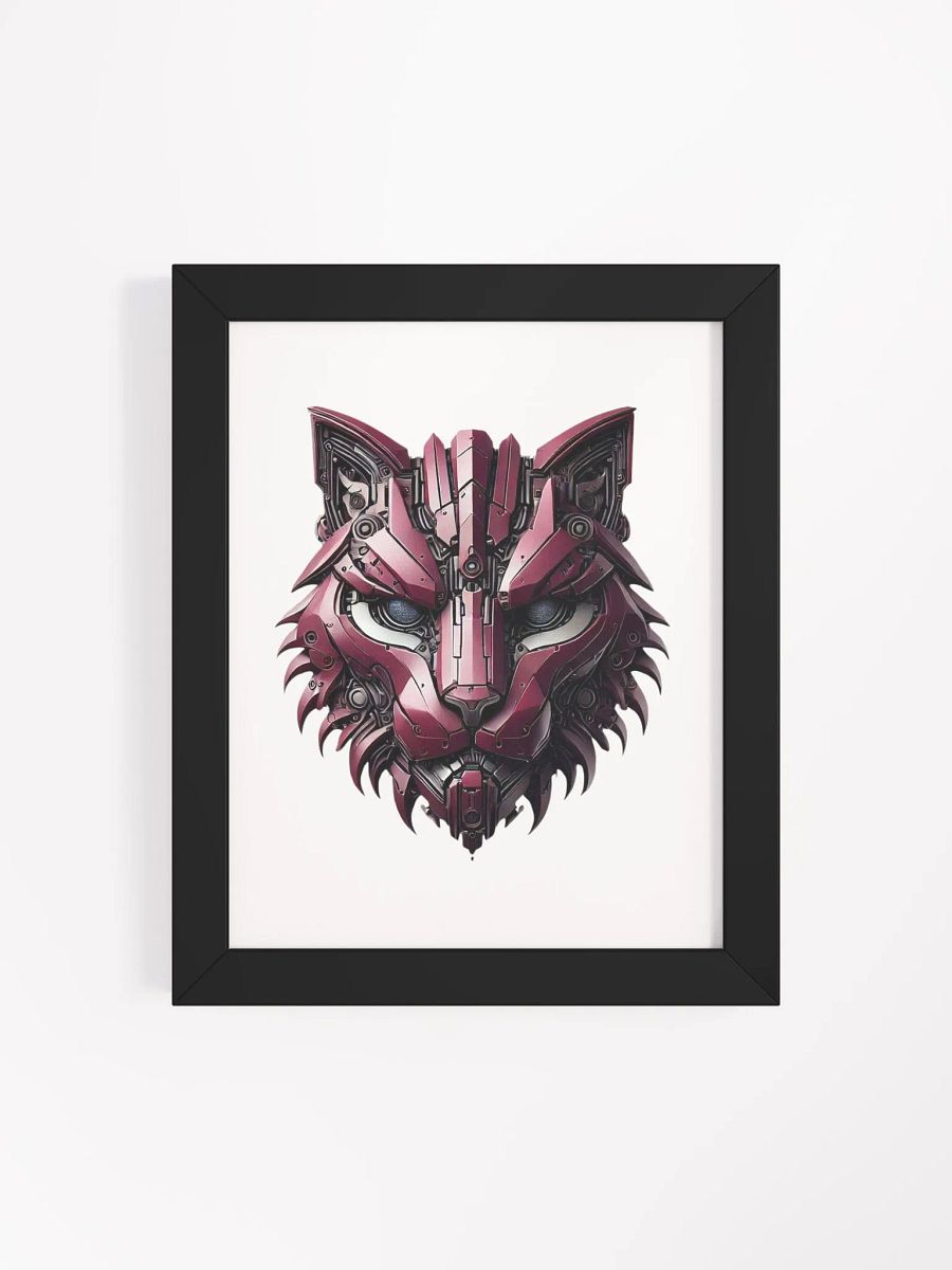 Framed High-Quality Matte Poster (in)| iron maroon cat robot design product image (11)