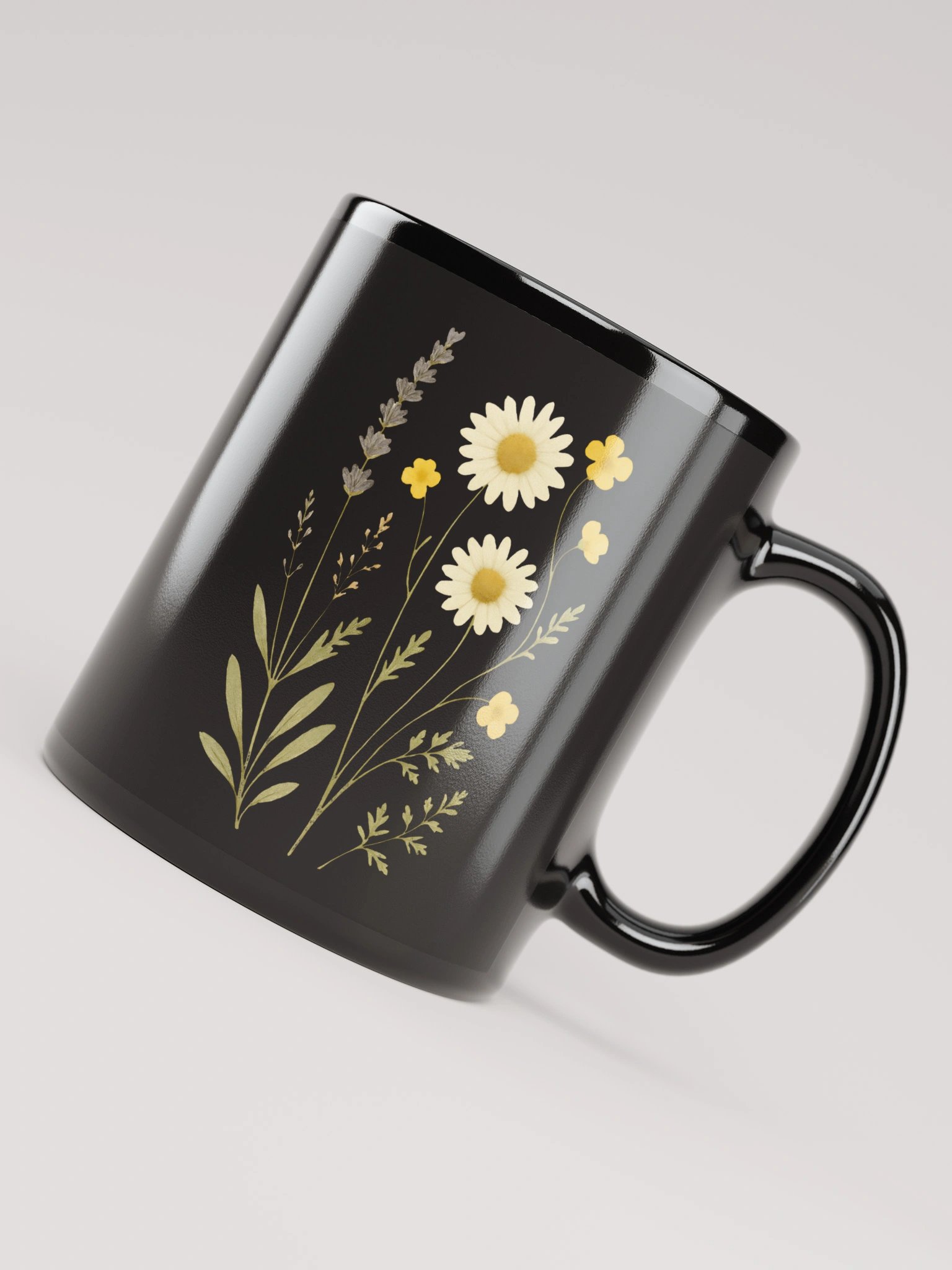 Floral Border Black Glossy Mug product image (7)