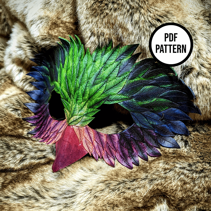 Feathered Bird Mask PDF Pattern for Leather product image (2)