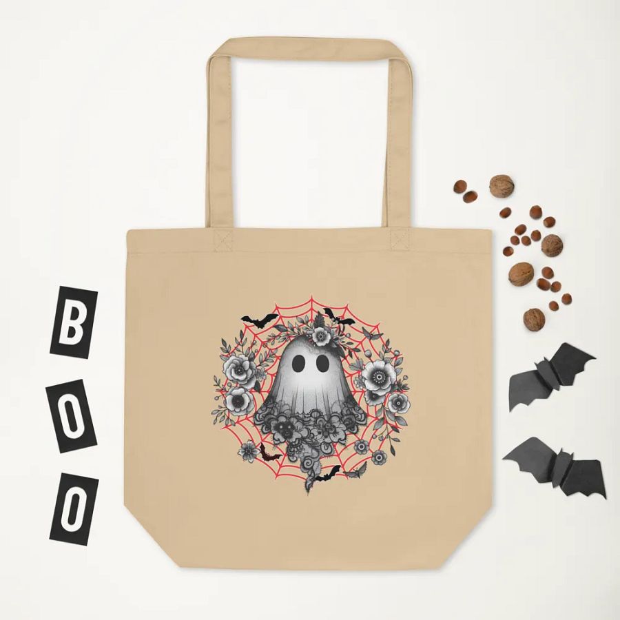Lacey Ghost Whimsical Veiled Eco Tote product image (5)