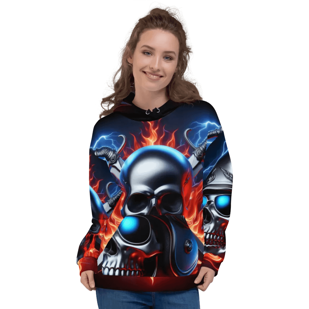 Silver Digital Skull Art - Unisex Skull Hoodie #30 product image (3)