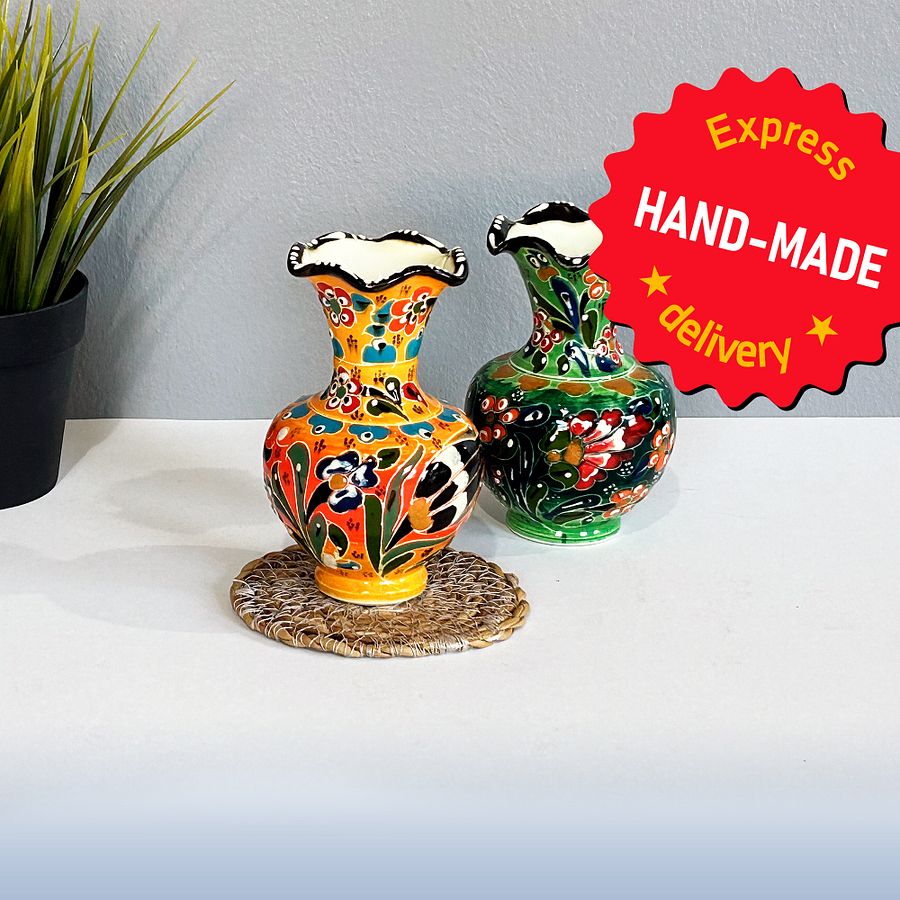 Ceramic small vase (yellow), Turkish Iznik style — handmade pottery, handmade ceramic, home decor, handmade gift, Turkish ceramic product image (3)