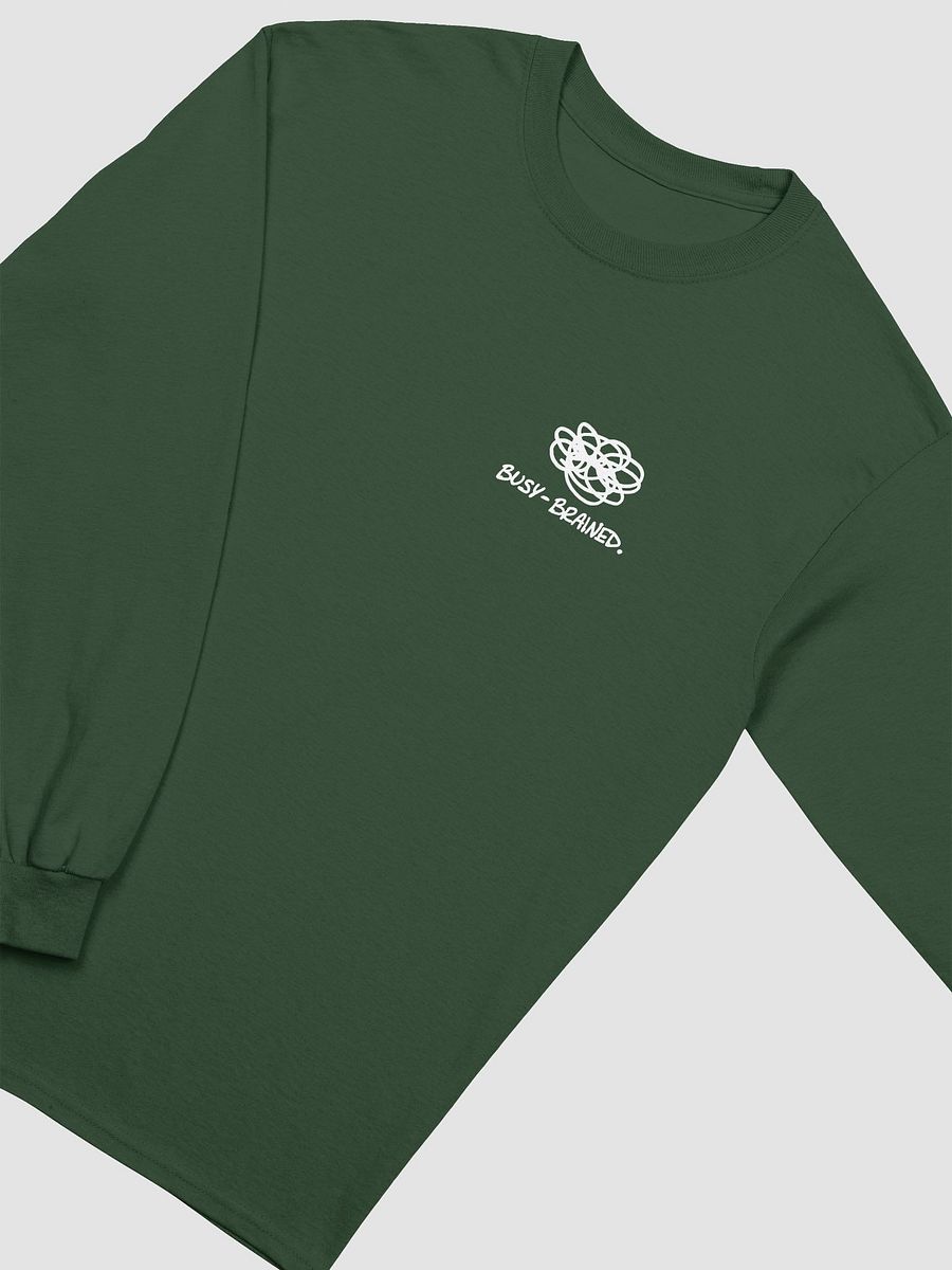 BUSY-BRAINED (sm. white design) printed cotton long sleeve product image (1)