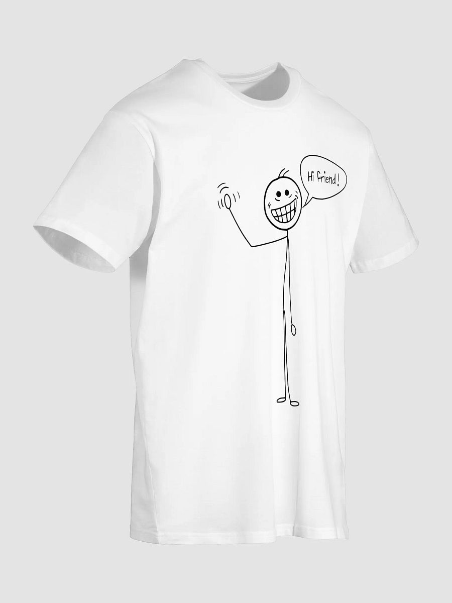 "Hi Friend!" Stick Figure T-Shirt – Funny Hand-Drawn Cartoon Tee. product image (4)
