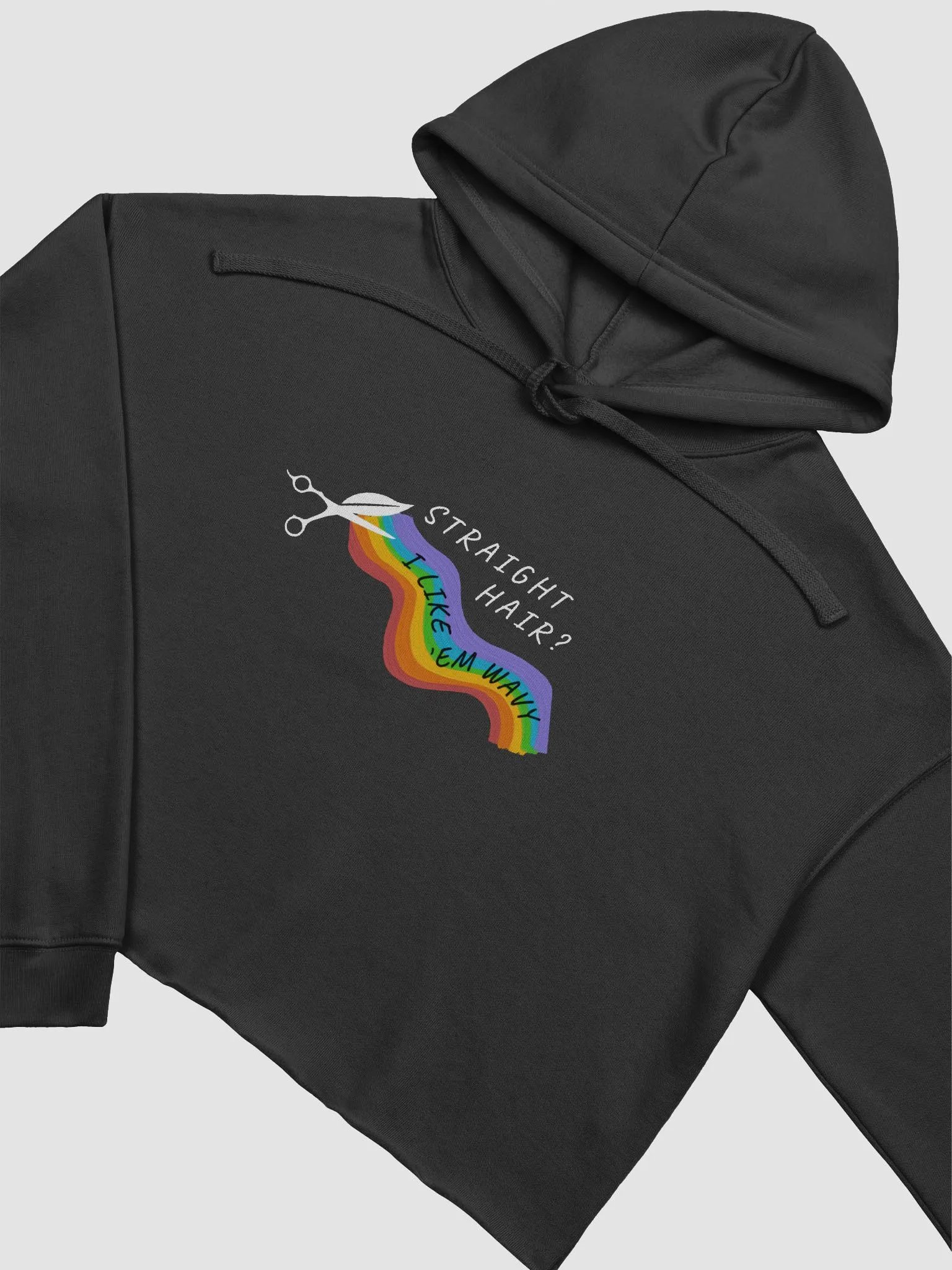 Straight Hair? I like 'em wavy! Pride Crop Hoodie product image (3)