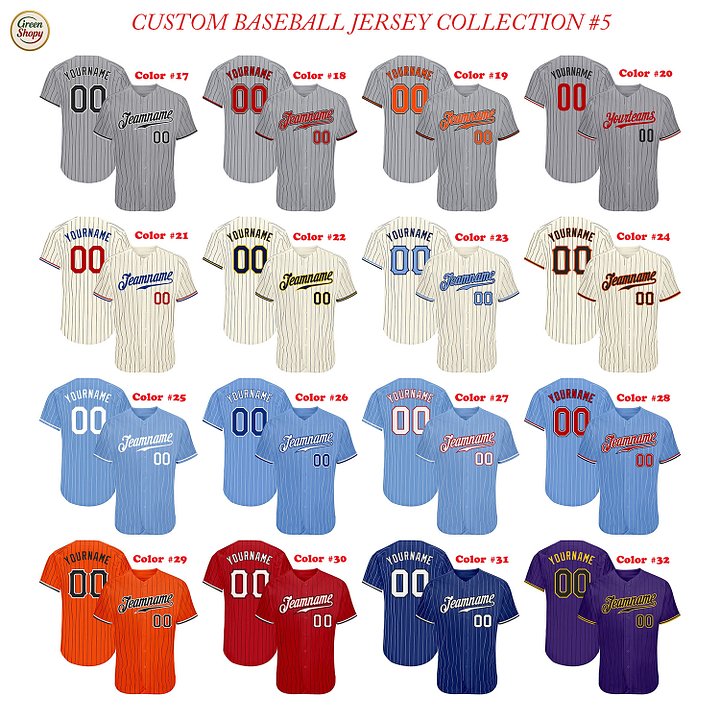Authentic Baseball Jersey, Custom Baseball Jersey, Personalized Sport Jersey, All Color With Lines Collection product image (2)