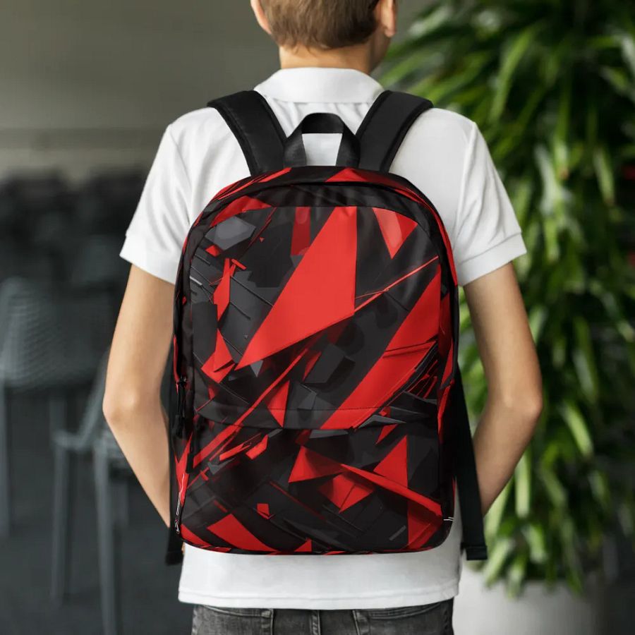 Dynamic Abstract Fragmented Red - All-Over Print Backpack product image (6)
