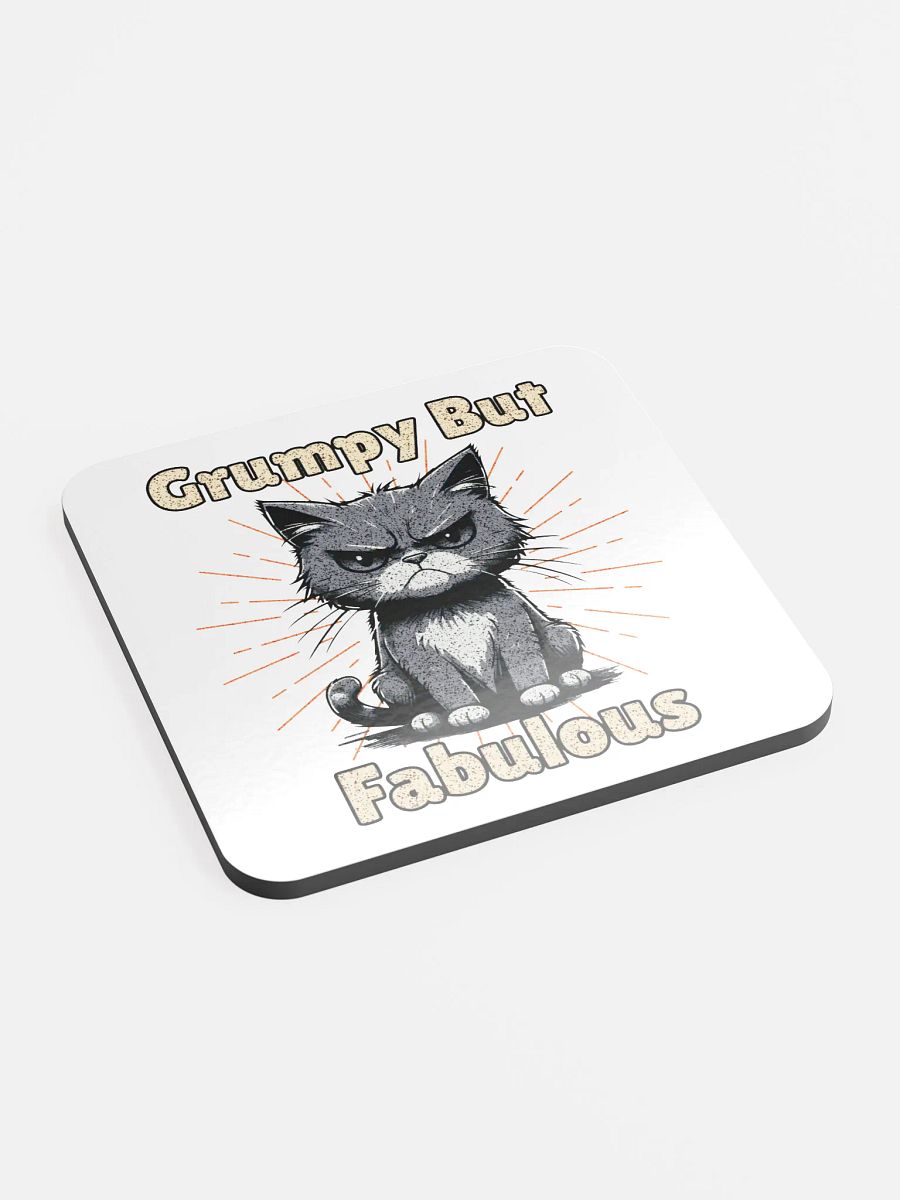 Grumpy But Fabulous Cat Glossed Cork Coaster product image (3)