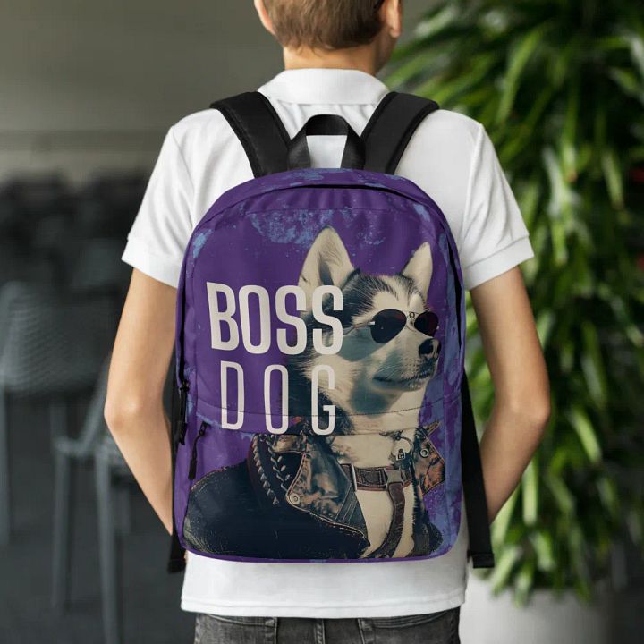 Siberian Husky Big Boss  All-Over Print Backpack product image (2)