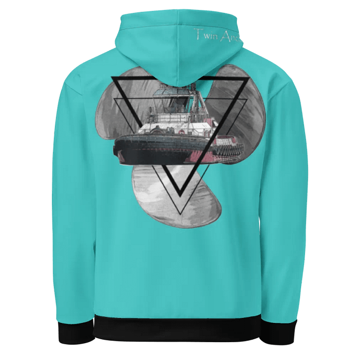 turquoise Three blade prop triangle Athena tug Hoodie product image (1)