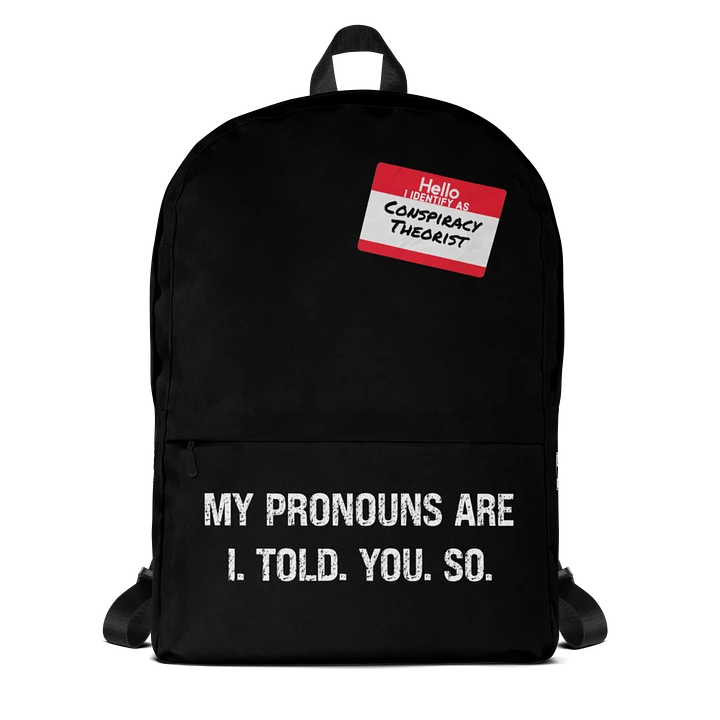 “Conspiracy Pronouns” Back Pack product image (1)