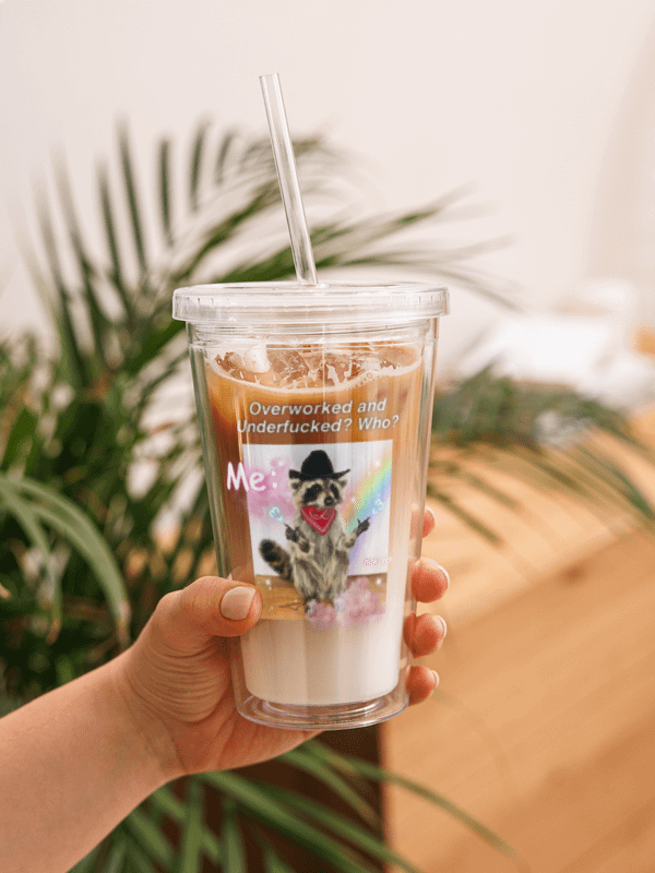 Overworked and... - Raccoon Tumbler product image (1)
