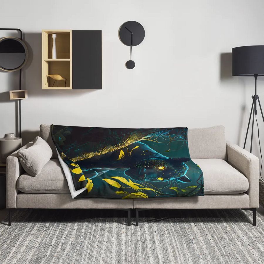 Black Panther Wild Animal Enchanted Forest Throw Blanket product image (3)