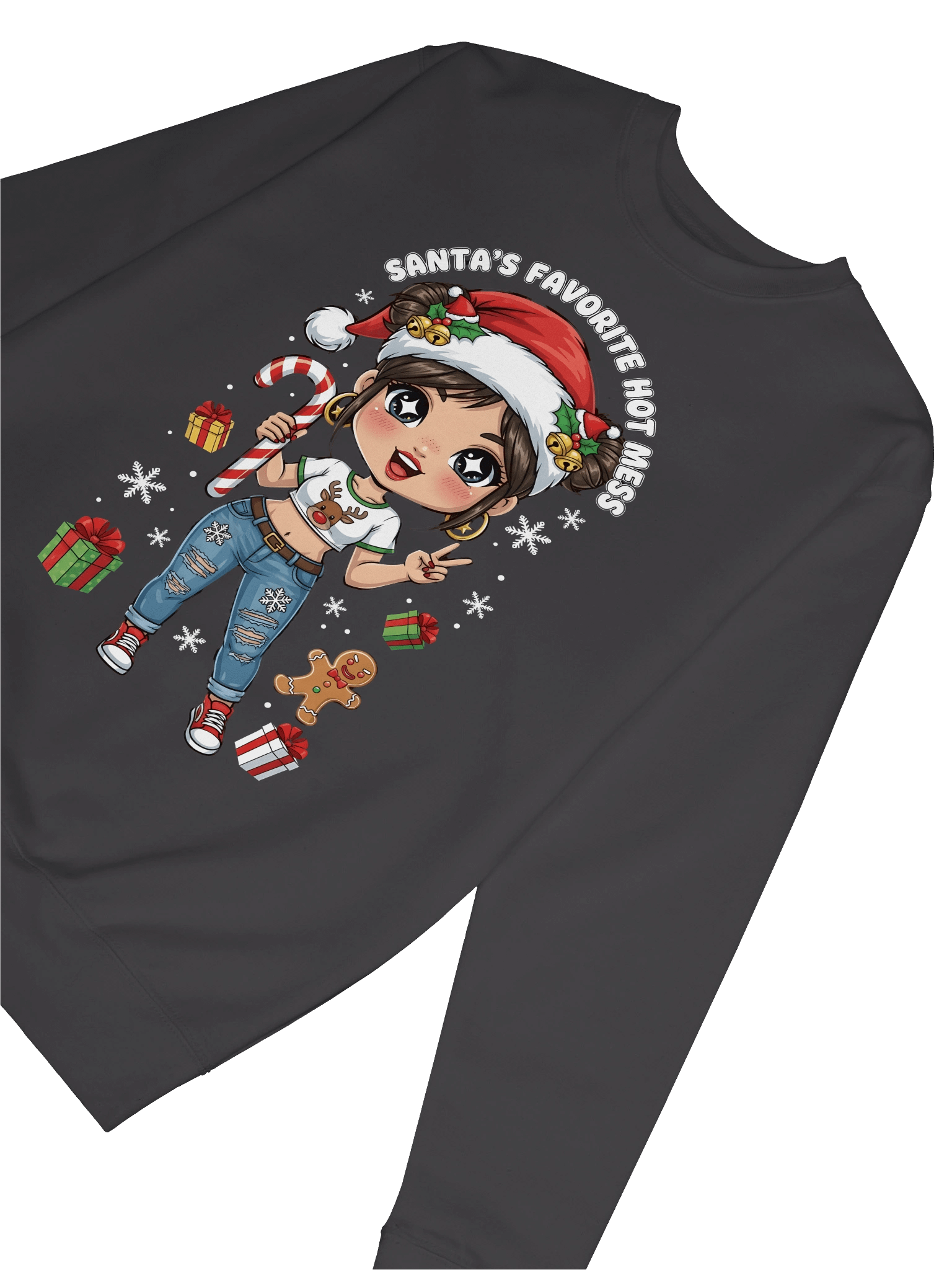 Santa's Favorite Hot Mess Christmas Graphic Sweatshirt product image (2)