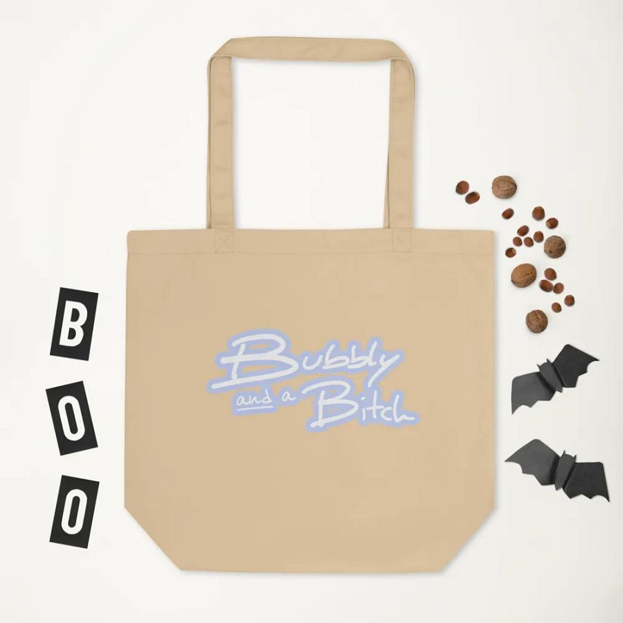 Bubbly and a B*tch (lined design, #BDCAEF) tote bag product image (6)
