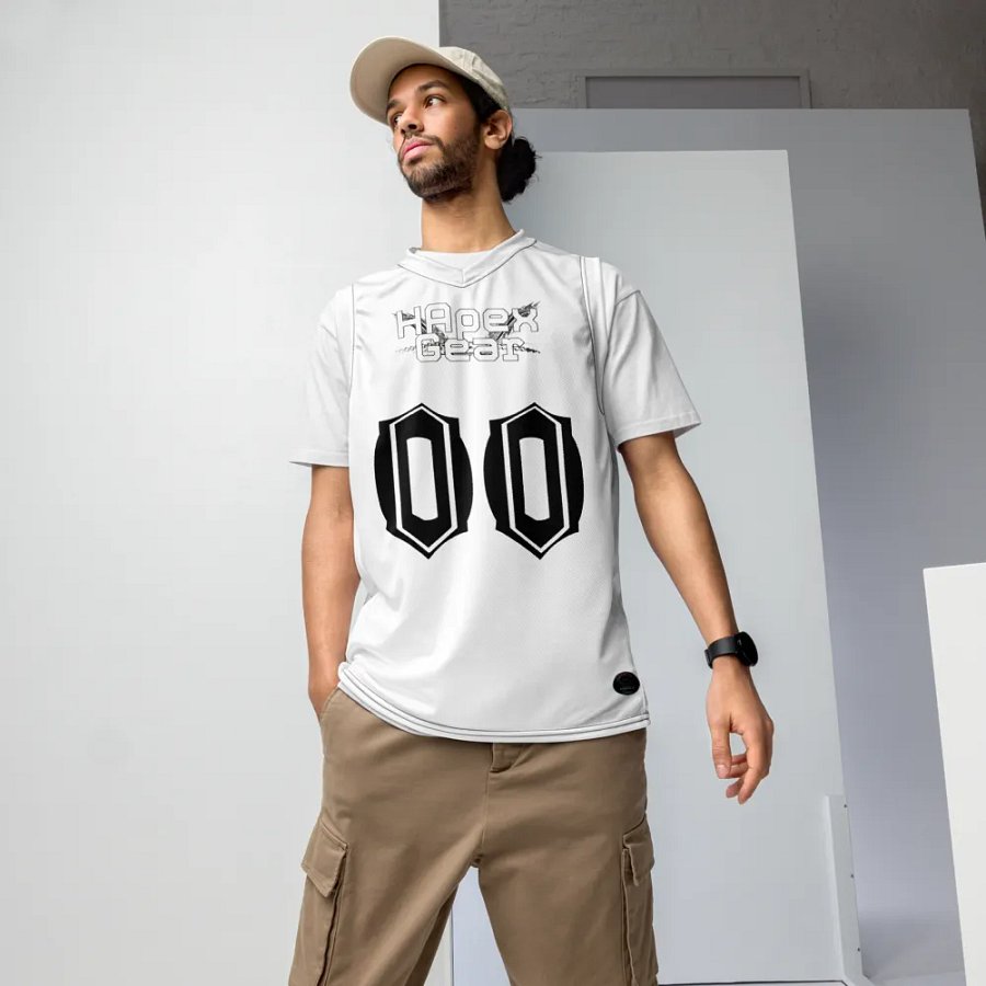 Capital SYNC - White - White HApex Gear Black Logo - Recycled Unisex Basketball Jersey product image (5)