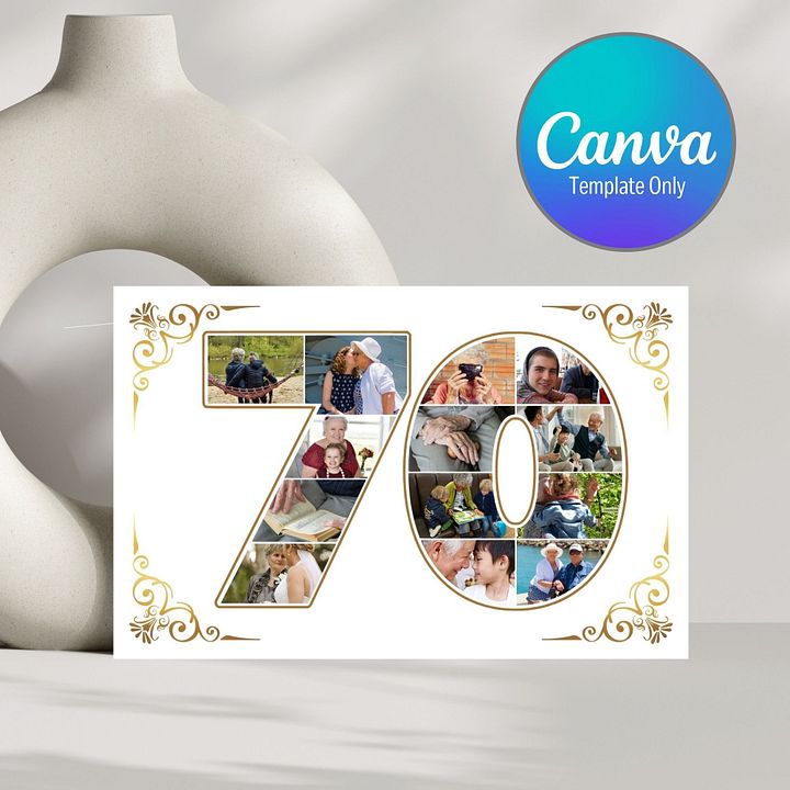 Seven Year Celebration Card Photo Collage Canva Template product image (1)
