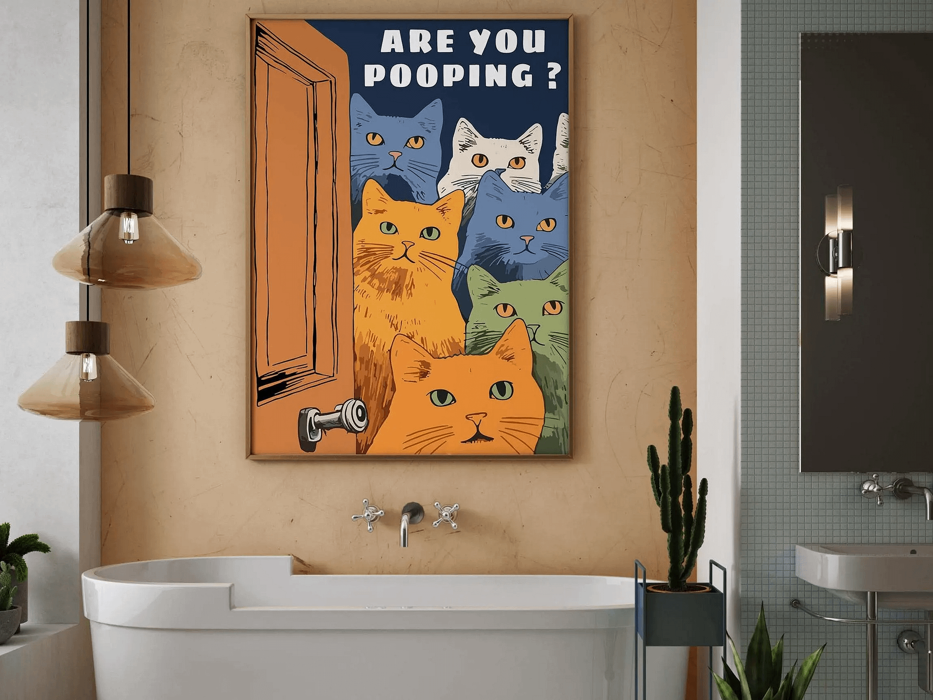 Funny Posters Pooping Print Bathroom Cat Print For Toilet Wall Art product image (5)