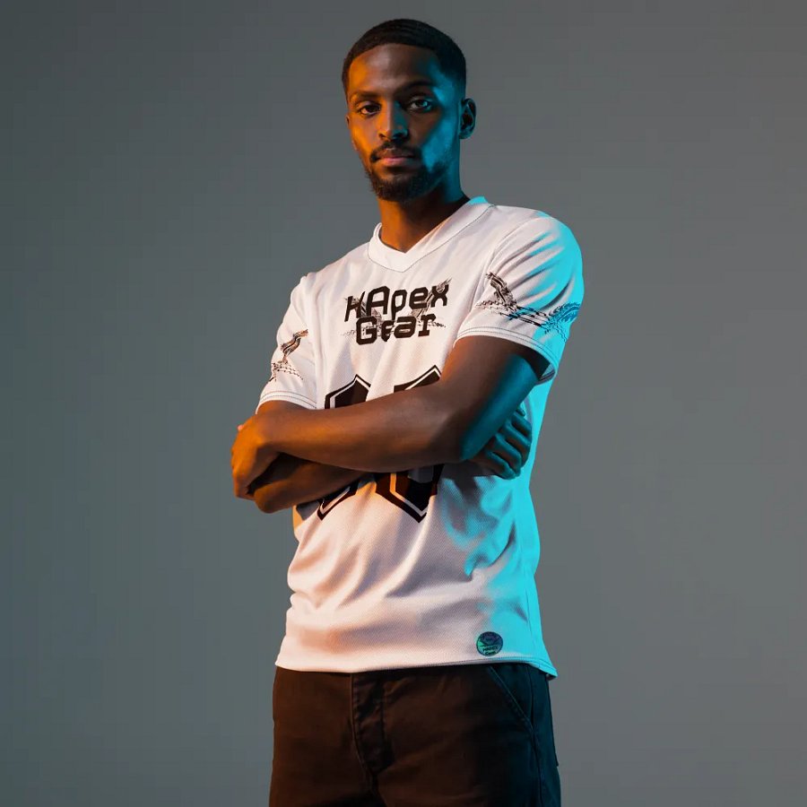 Hélain - White - Recycled Unisex Sports Jersey - Black HApex Gear Black Logo product image (11)