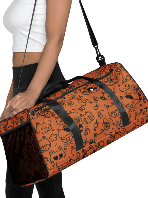 Cute Cat Doodles - Orange Duffle Bag product image (3)