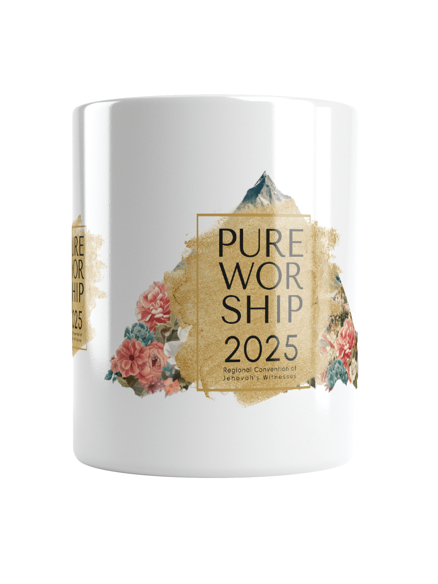 2025 "Pure Worship" Floral Mountain Glossy Mug product image (1)