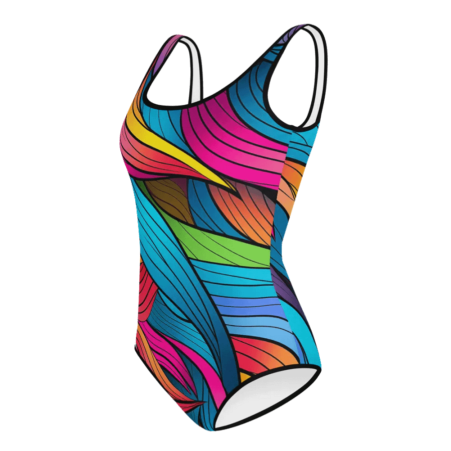Waves of Rainbow Color One-Piece Girls Bathing Suit product image (4)