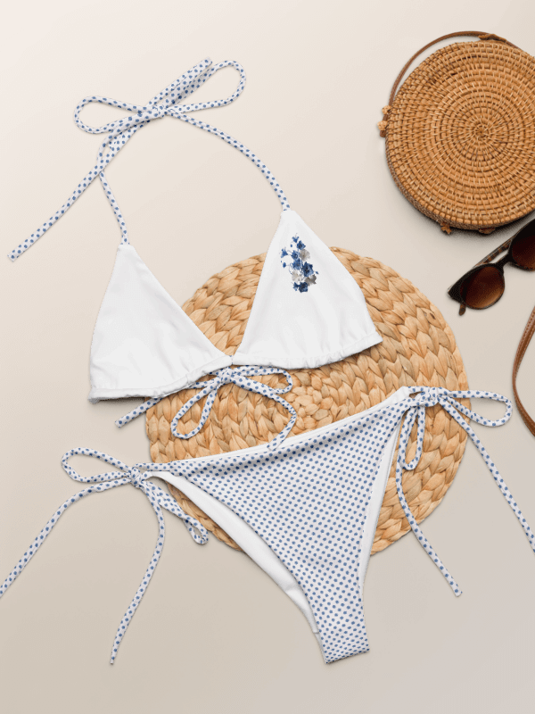 Low Rise Cheeky String Bikini With Light Blue Polka Dot Bottoms product image (1)