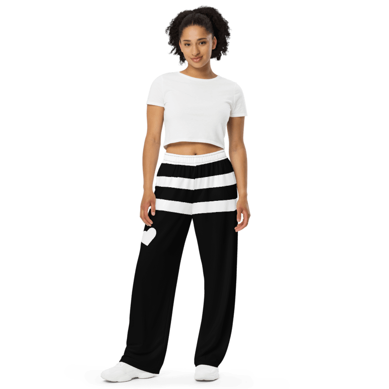 Black and White Stripes/All-Over Print Unisex Wide-Leg Pants by Sublicolor product image (1)