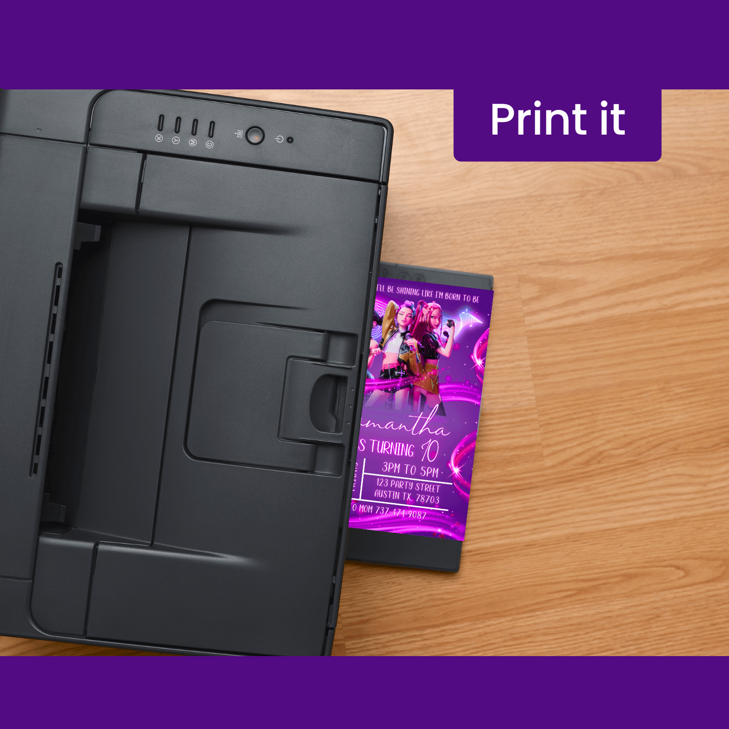 K-Pop Demon Hunter Birthday Invitation – Neon Pink Concert Theme (Editable Canva Template) product image (3)