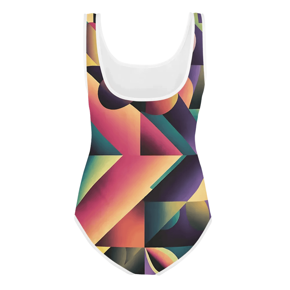 Abstract Lithographic Pattern Design Youth One Piece Swimsuit - V7 product image (2)