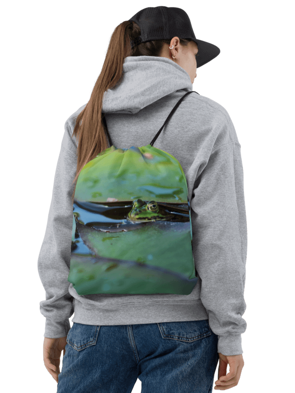Rucksackbeutel mit Kordelzug - Frosch unter Seerosenblatt product image (2)