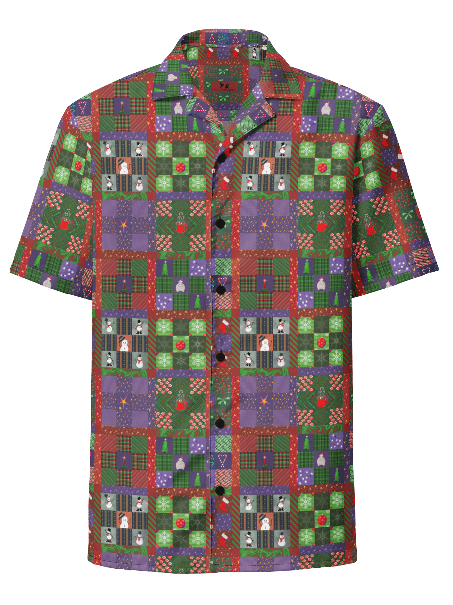 Christmas Patchwork Oversized Button Down Shirt product image (1)