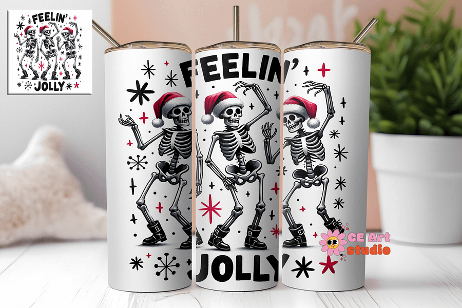 Feelin' Jolly Tumbler Wrap PNG product image (1)