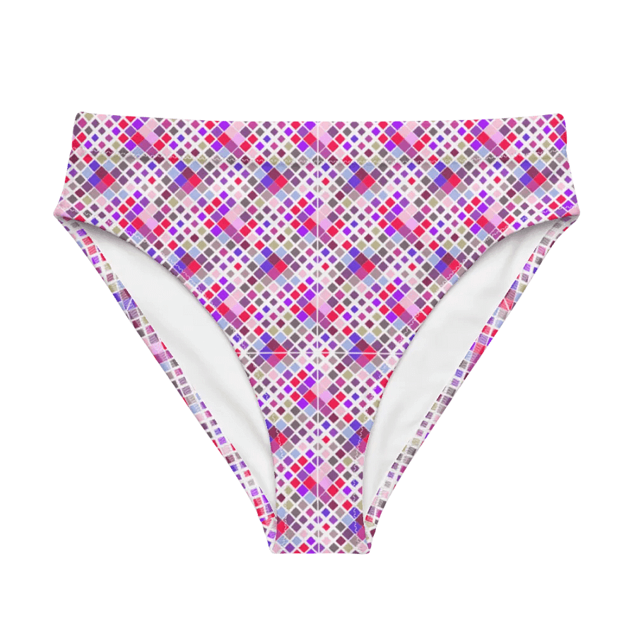Colorful Square Pattern Design High Waist Bikini Bottom product image (6)
