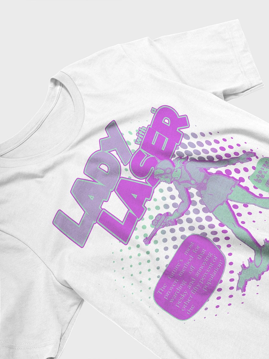 "Lady With A Laser" Retro Comic Tee (80s BABY Colorway) product image (2)