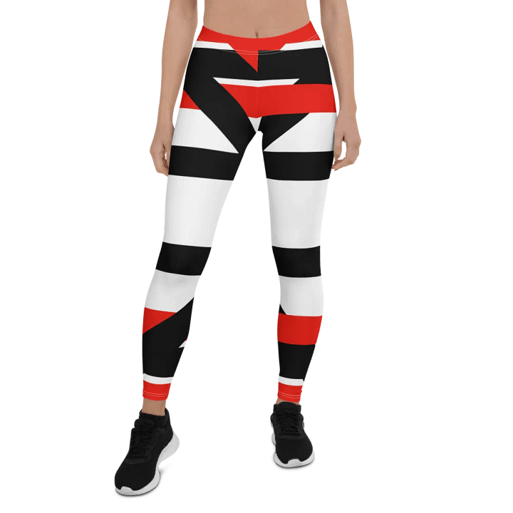 Black/Red/White Bent Line Leggings product image (1)