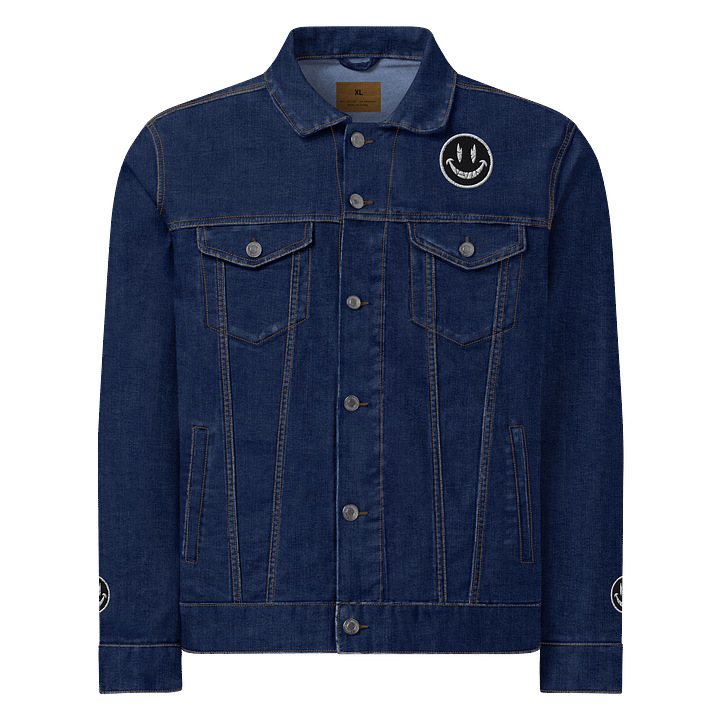 Grinning Face Distressed Denim Jacket product image (5)