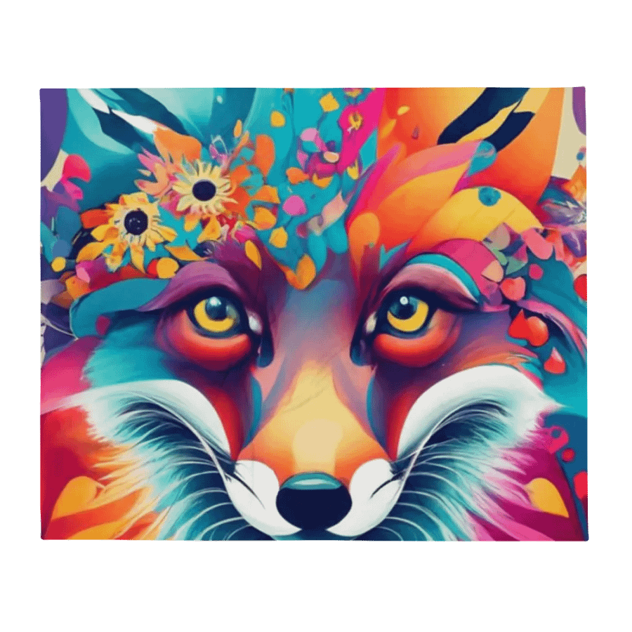 Pretty Floral Fox Face Throw Blanket product image (3)