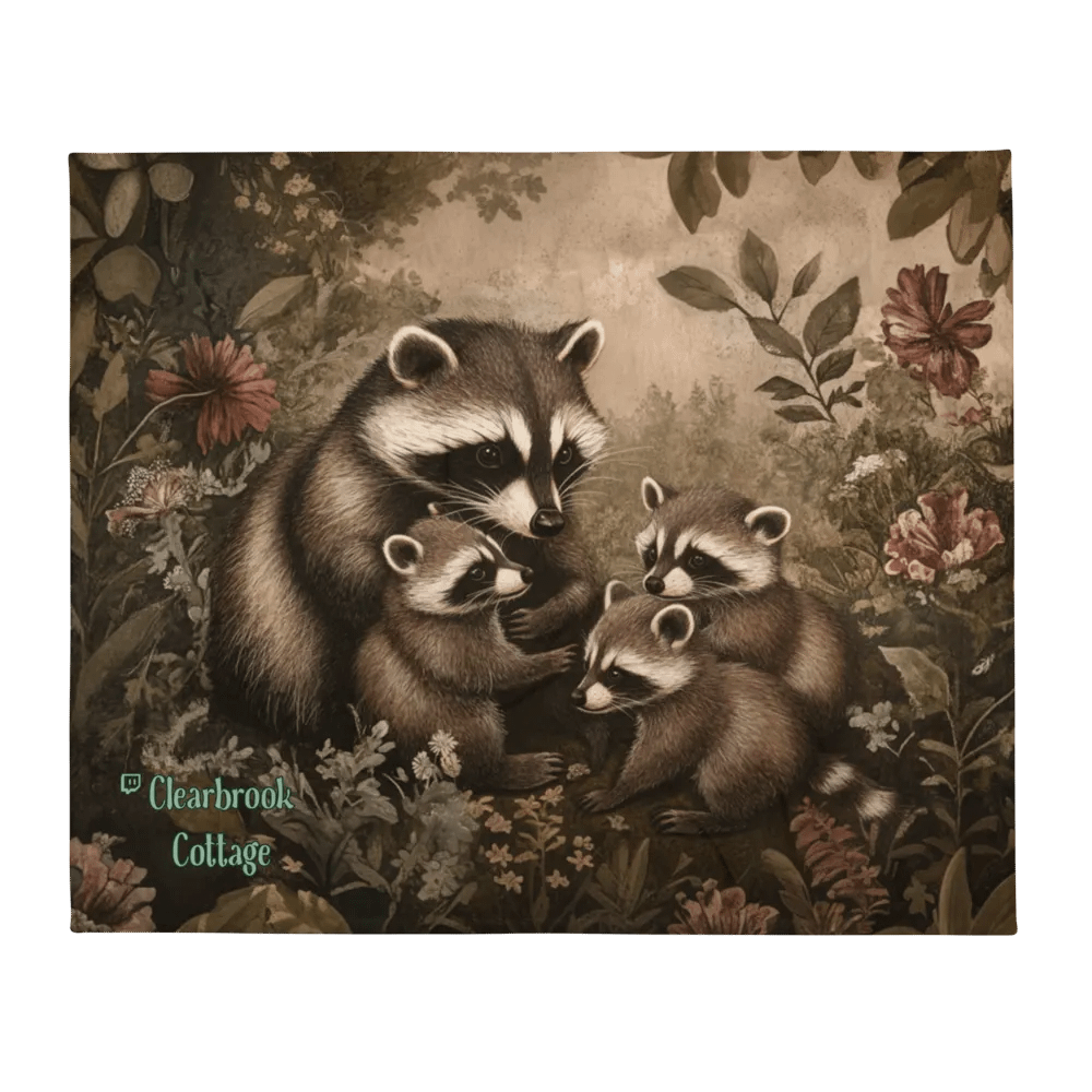Midnight Raccoon Family Throw Blanket product image (5)