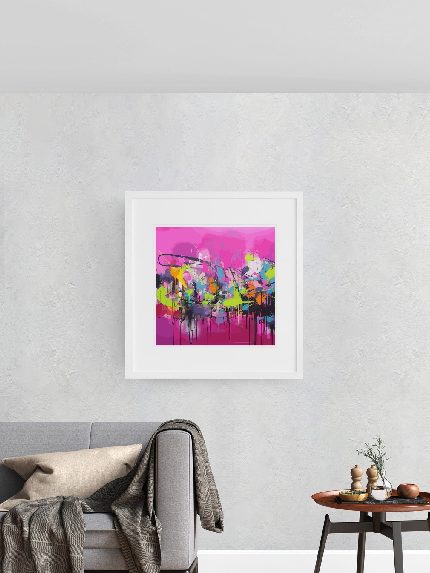 Vibrant Pink Abstract Art Print, Bold Drip Graffiti Painting, Modern Urban Art Poster, Eclectic Splash Color Home Decor, Artistic Wall Art product image (1)