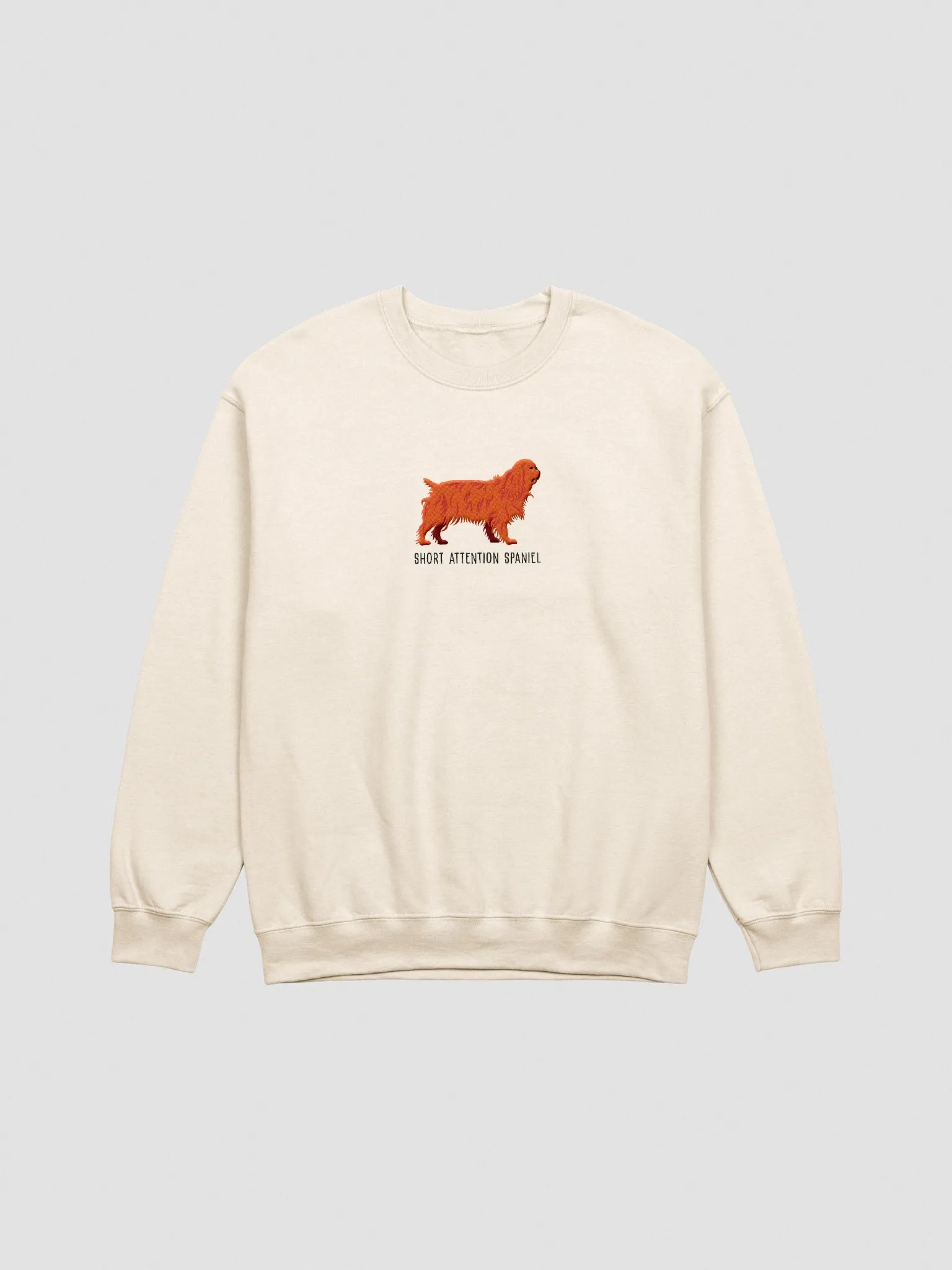 Short Attention Spaniel Sweatshirt (Embroidered) of an English Toy Spaniel(Ruby) product image (3)