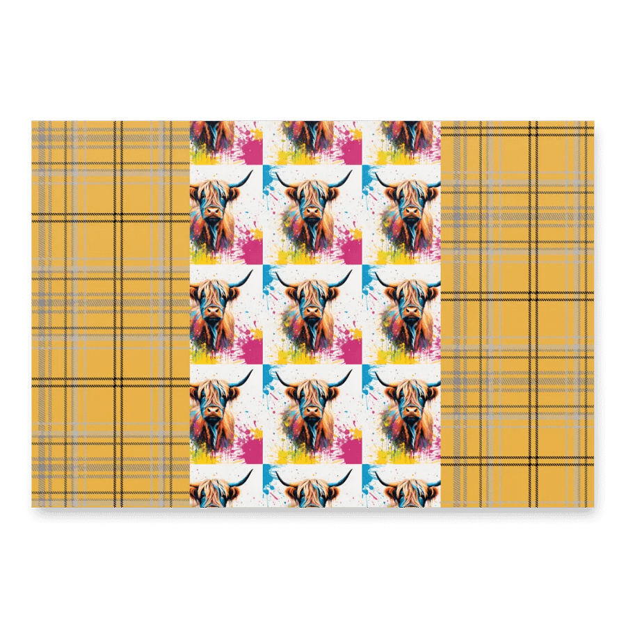 Multi Coloured Paint Splash Highland Cow Wrapping Paper product image (6)