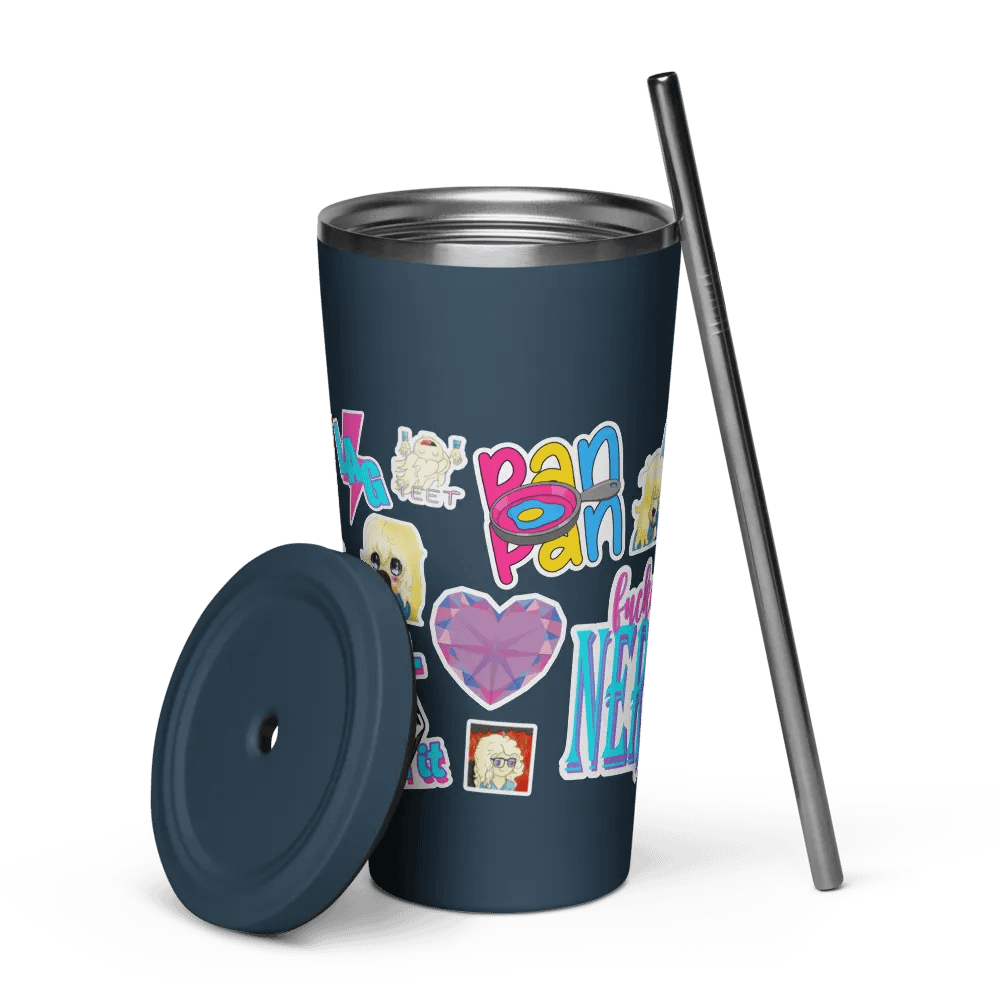 Faux Sticker Insulated Tumbler with Lid and Straw product image (6)
