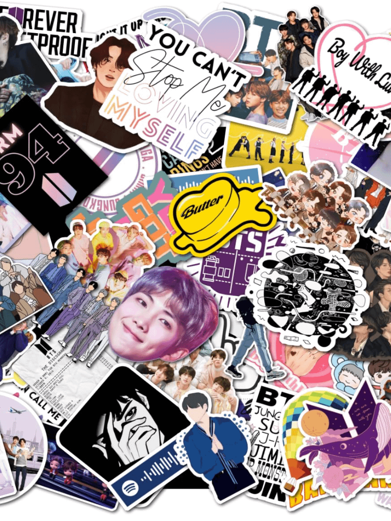 Pack of 60 - BTS Band Vinyl Stickers - Kpop Merch Sticker for Laptop, Journal, Diary, Guitar, Mobile Phone and Scrapbooking - Aesthetic Waterproof Stickers product image (2)
