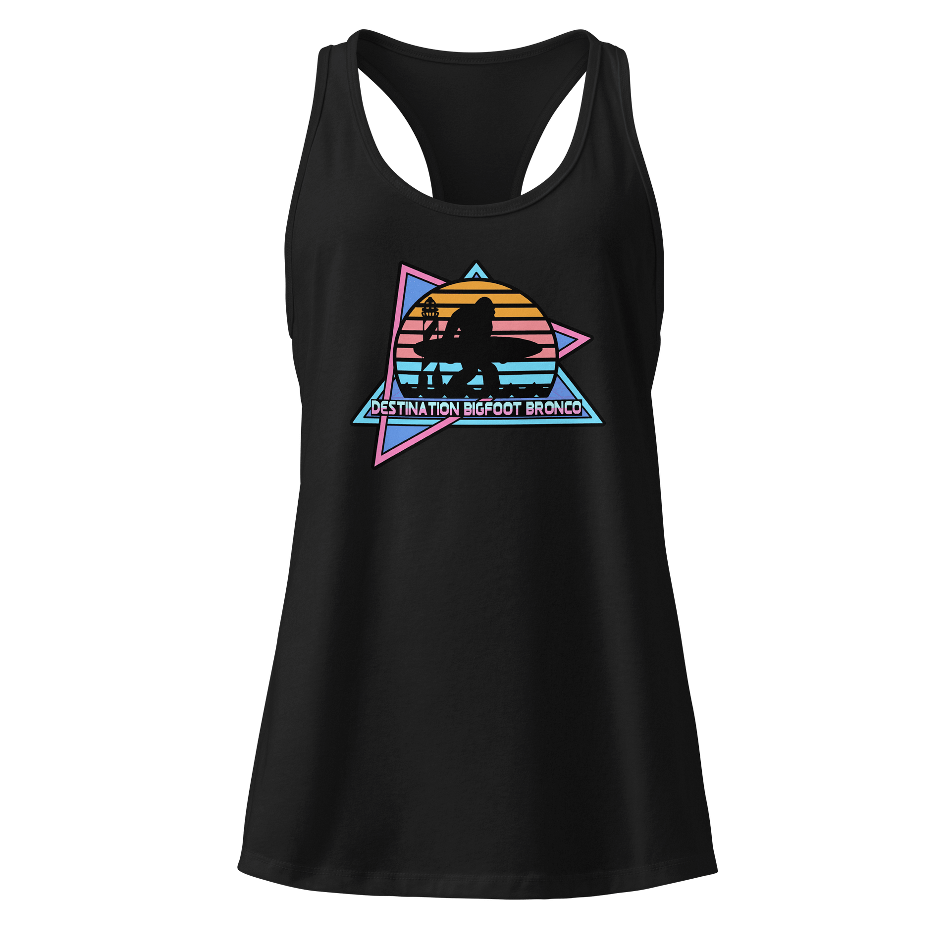 Destination Bigfoot Bronco Retro-Inspired Next Level Women's Racerback Tank Top (Multi Color Options) product image (1)